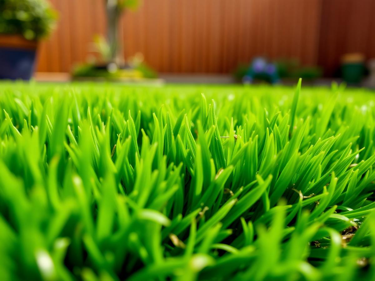 Clean artificial turf with upright, even green fibers